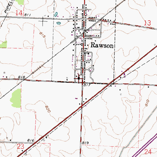 Topographic Map of Cory-Rawson Elementary School, OH