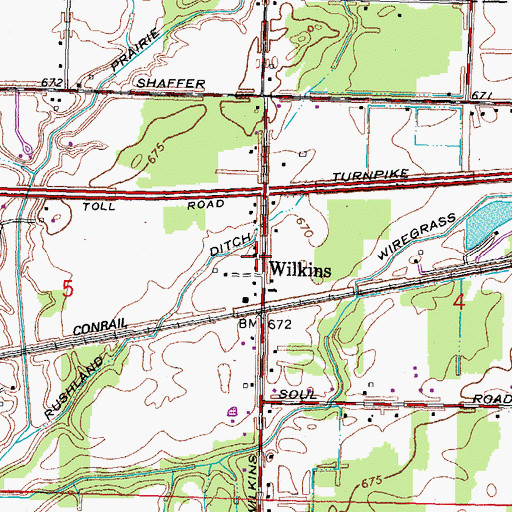 Topographic Map of Wilkins United Methodist Church, OH