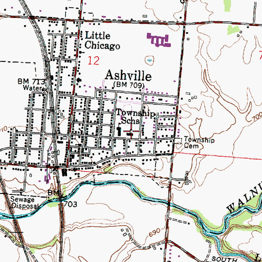 Topographic Map of Ashville Primary School, OH