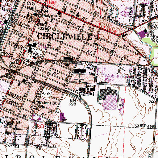 Topographic Map of Church of Christ in Christian Union, OH