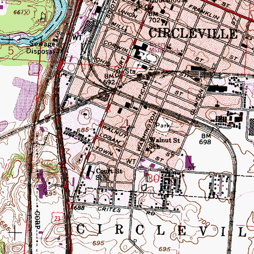 Topographic Map of First Church of the Nazarene, OH