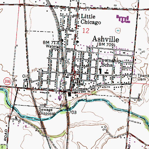 Topographic Map of First English Lutheran Church, OH