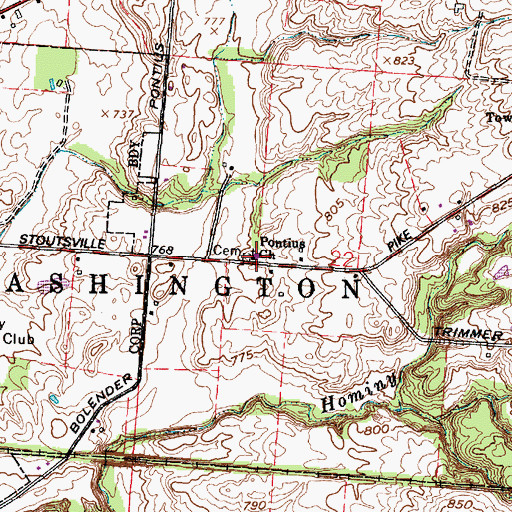 Topographic Map of Pontius United Methodist Church, OH