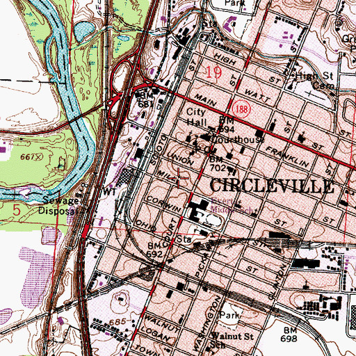 Topographic Map of Second Baptist Church, OH