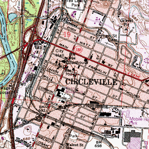 Topographic Map of Trinity Lutheran Church, OH