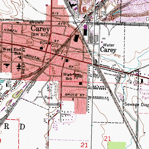 Topographic Map of Colonel Crawford Elementary School, OH