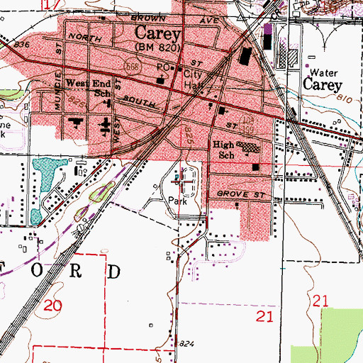Topographic Map of Memorial Park, OH