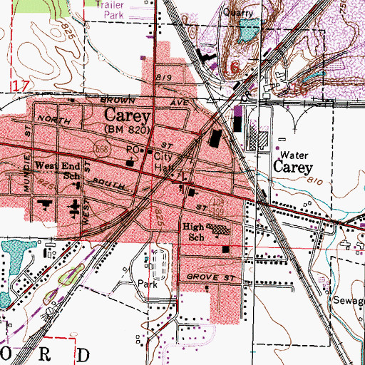 Topographic Map of Memorial United Methodist Church, OH