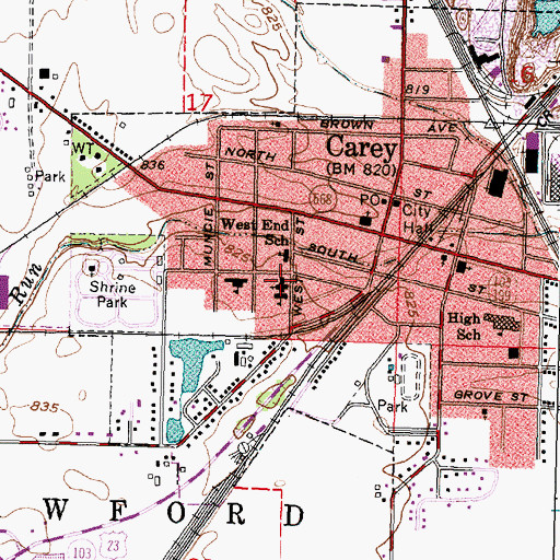 Topographic Map of Our Lady of Consolation Catholic Church, OH