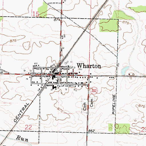 Topographic Map of Wharton United Methodist Church, OH