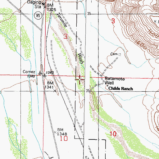 Topographic Map of Batamote Well, AZ