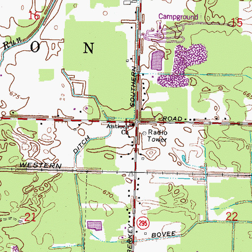 Topographic Map of Antioch Baptist Church, OH