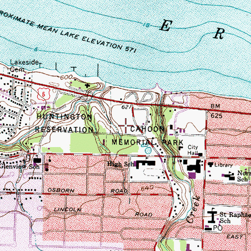 Topographic Map of Cahoon Park, OH