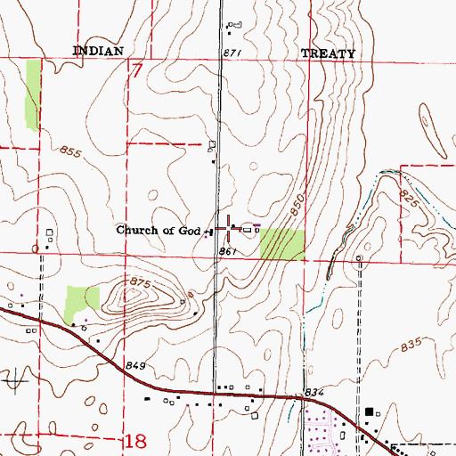 Topographic Map of Church of God, OH