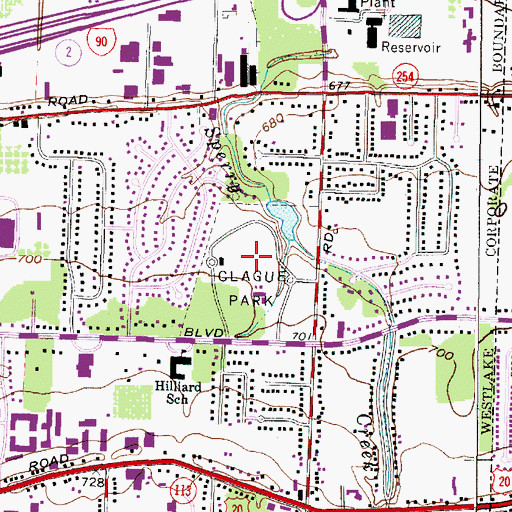 Topographic Map of Clague Park, OH