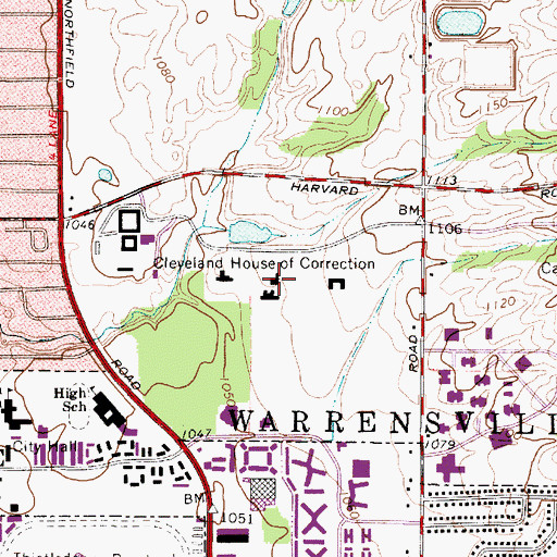 Topographic Map of Cleveland House of Correction, OH