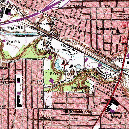 Topographic Map of Cleveland Zoological Park, OH