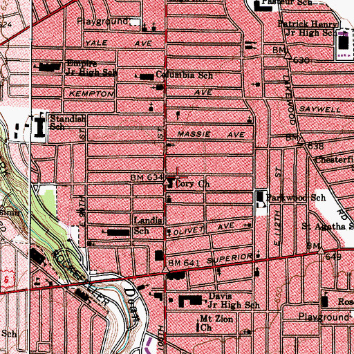 Topographic Map of Cory United Methodist Church, OH