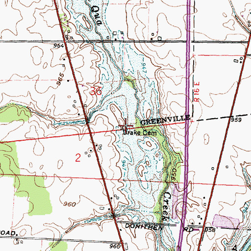 Topographic Map of Drake Cemetery, OH