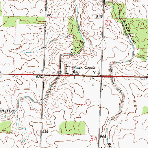 Topographic Map of Eagle Creek Church, OH
