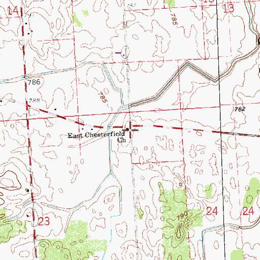Topographic Map of East Chesterfield Christian Church, OH