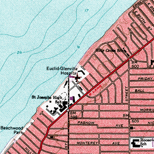 Topographic Map of Euclid Hospital, OH