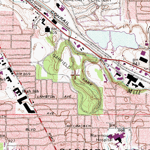 Topographic Map of Garfield Park, OH