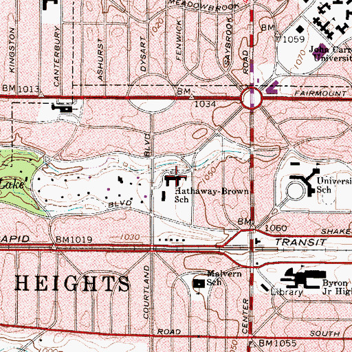 Topographic Map of Hathaway Brown School, OH