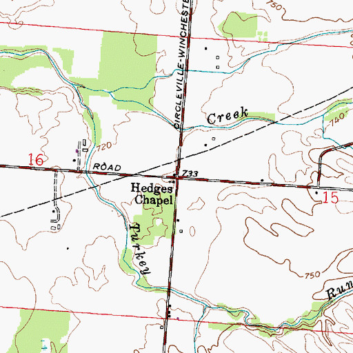Topographic Map of Hedges Chapel, OH