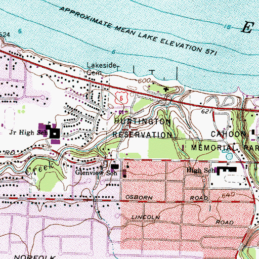 Topographic Map of Huntington Park, OH
