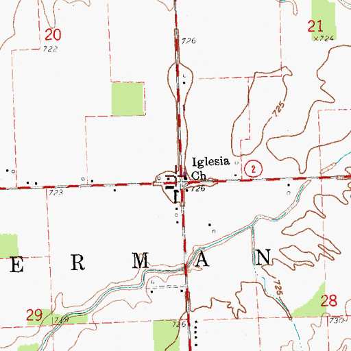 Topographic Map of Iglesia Church, OH