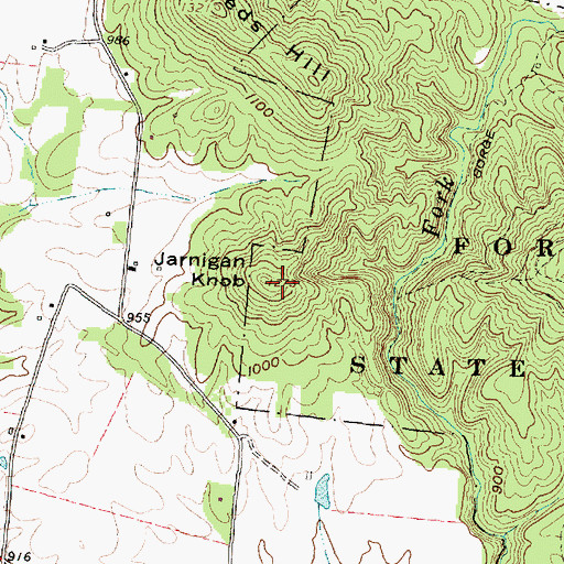Topographic Map of Jarnigan Knob, OH