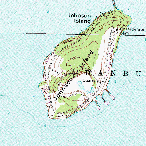 Topographic Map of Johnson Island, OH