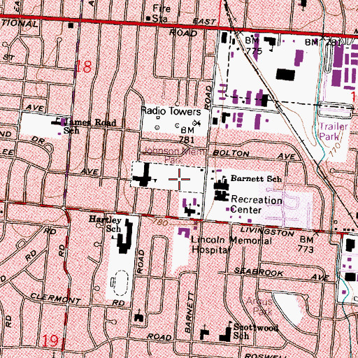 Topographic Map of Johnson Memorial Park, OH