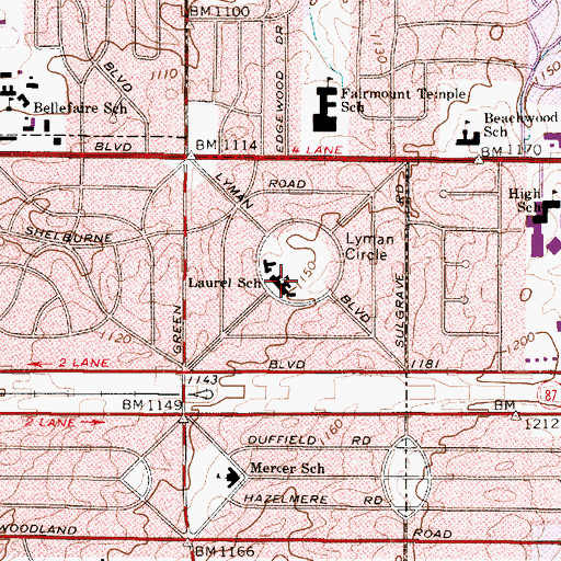 Topographic Map of Laurel School - Lyman Circle Campus, OH