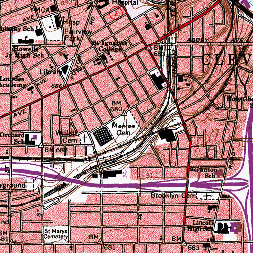 Topographic Map of Monroe Cemetery, OH