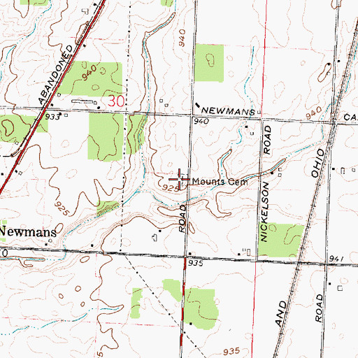 Topographic Map of Mounts Cemetery, OH