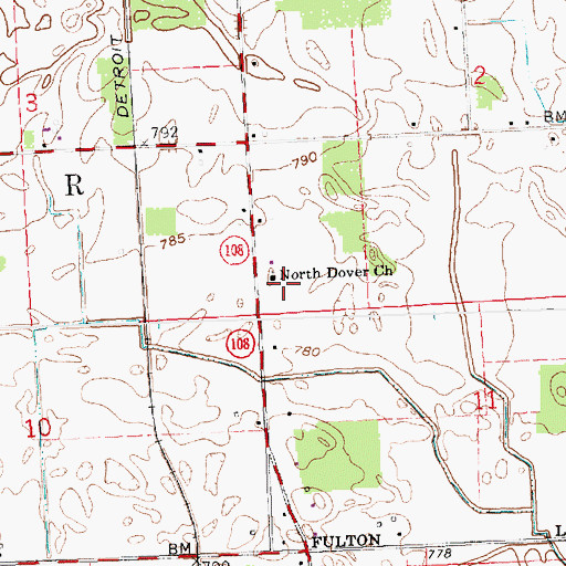 Topographic Map of North Dover United Methodist Church, OH