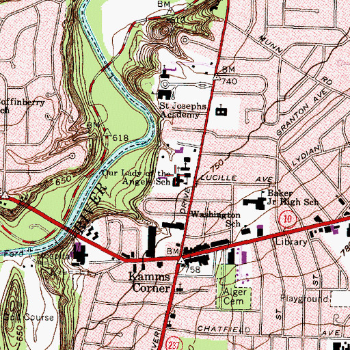 Topographic Map of Our Lady of the Angels School, OH