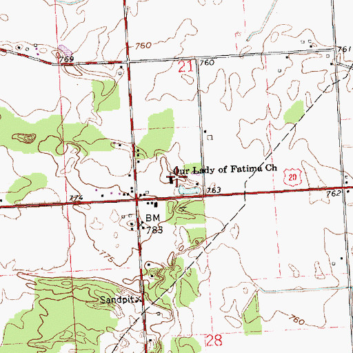 Topographic Map of Our Lady of Fatima Church, OH