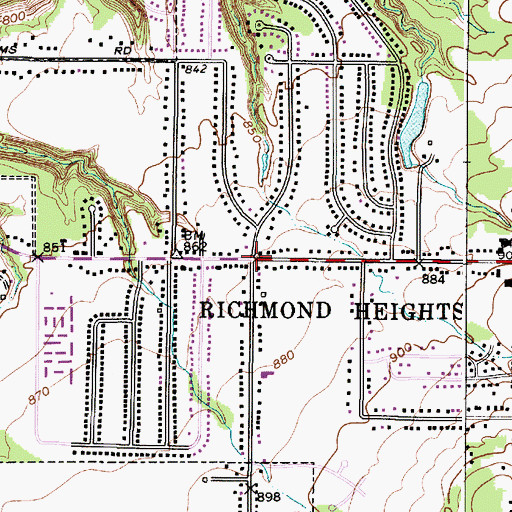 Topographic Map of Richmond Heights, OH
