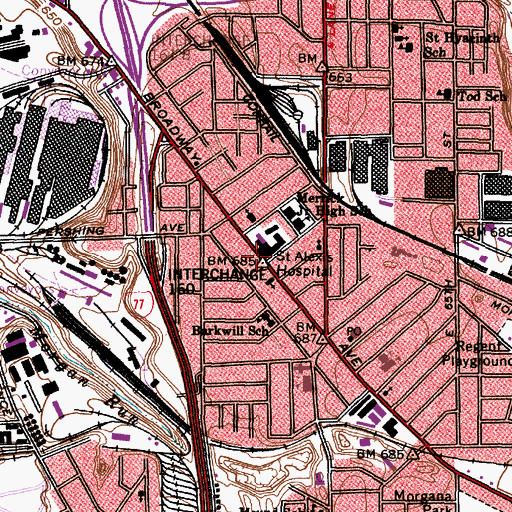 Topographic Map of Saint Michael Hospital (historical), OH