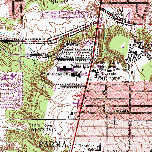 Topographic Map of Saint Anthony Church, OH