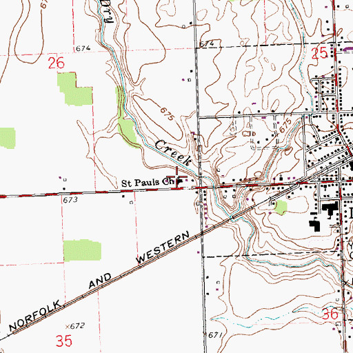 Topographic Map of Saint Pauls Lutheran Church, OH