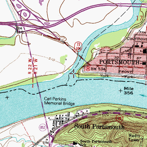 Topographic Map of Scioto River, OH
