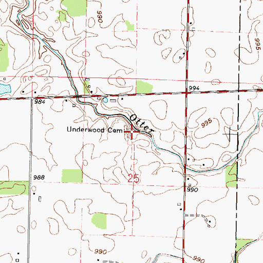 Topographic Map of Underwood Cemetery, OH