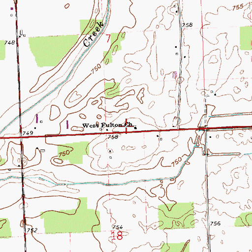 Topographic Map of West Fulton Dunkard Brethren Church, OH