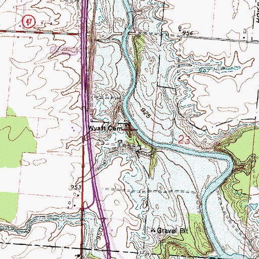 Topographic Map of Wyatt Cemetery, OH