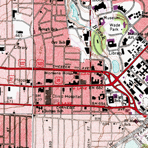 Topographic Map of Womens Hospital (historical), OH