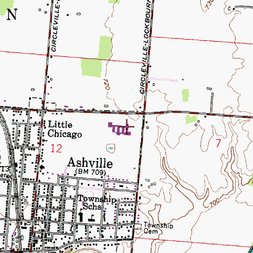 Topographic Map of Teays Valley Middle School, OH